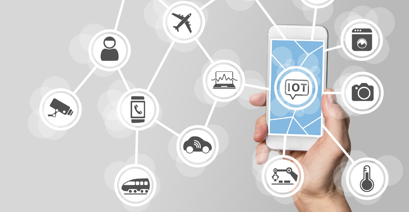 Internet of things (IOT) concept illustrated by modern smartphone