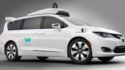 Shown is Waymo&rsquo;s fully self-driving Chrysler Pacifica hybrid minivan.
