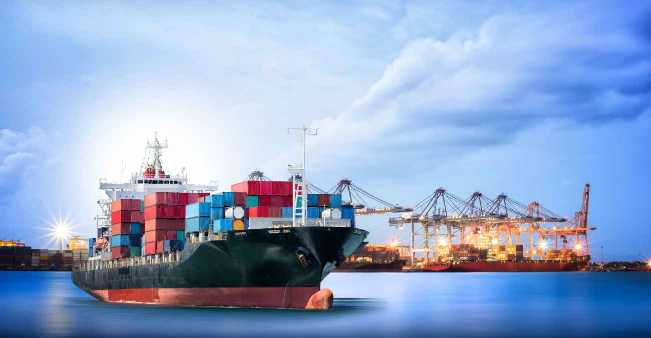 Logistics and transportation of International Container Cargo ship