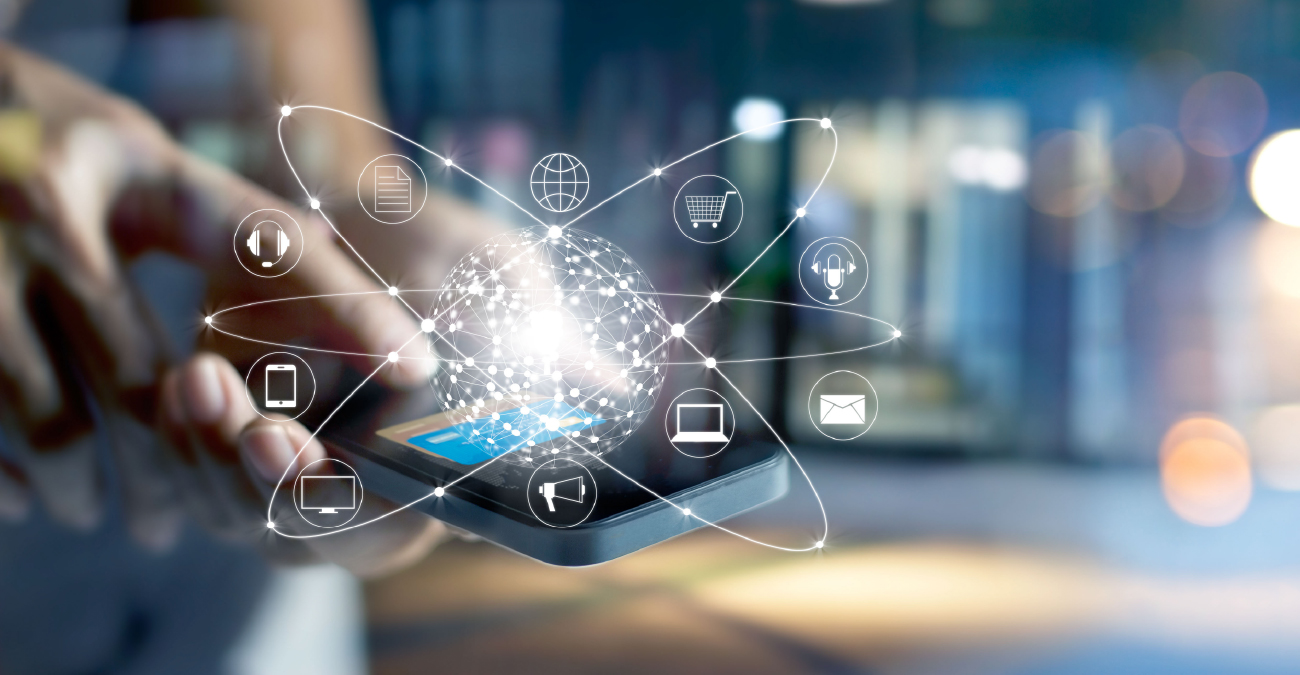 Man using mobile payments online shopping