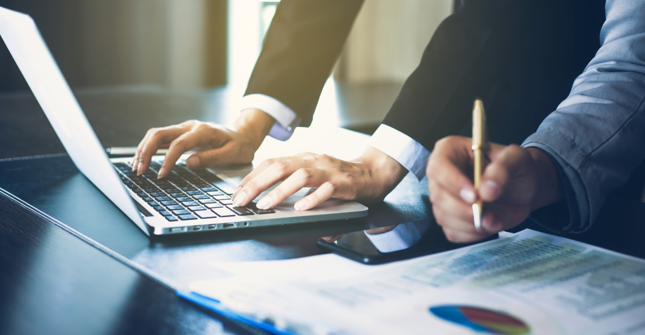 Office table with laptop computer