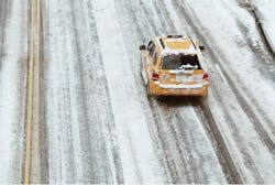 Slush-covered roads like these make for poor tire traction and visibility. Slush-covered roads like these make for poor tire traction and visibility.