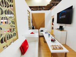 A private meeting room at Ample Solutions’ booth A private meeting room at Ample Solutions’ booth