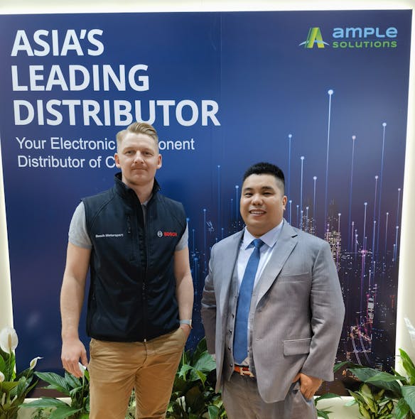 Jason Fan, CEO, Ample Solutions (right) with a manufacturer