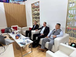 Jason Fan, CEO, Ample Solutions (right) in a hybrid meeting with clients Jason Fan, CEO, Ample Solutions (right) in a hybrid meeting with clients